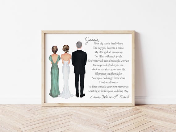Parents of the Bride Wedding Portrait, Personalized Digital Download