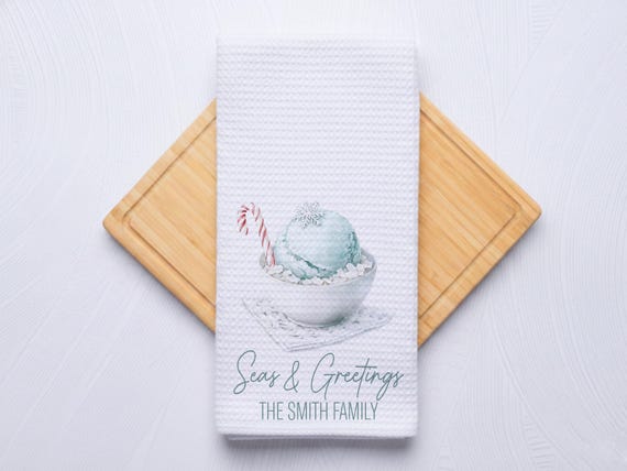 Seas and Greetings Coastal Christmas Nutcracker Hand Towel for Nautical Kitchen & Bathroom