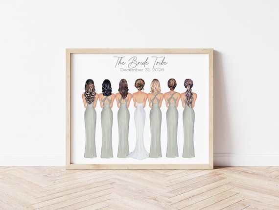 Custom Bridal Party Portrait Illustration (Digital Download)