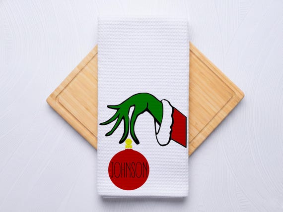 Christmas Monogram Personalized Hand Towel for Kitchen and Bath