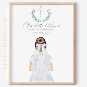 Personalized First Holy Communion Digital Print, 1st Holy Communion Printable, Religious Children's Gift, Wall Art