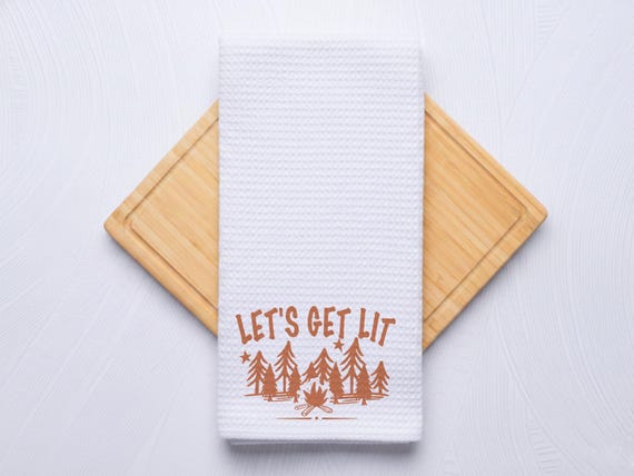 Let's Get Lit Camping Towel: Waffle Weave Camper Decor