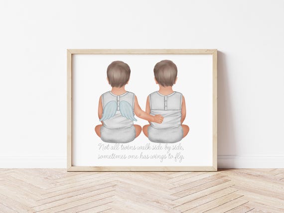 Twin Loss Memorial Portrait, Personalized Digital Download Gift