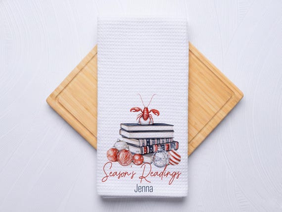 Season's Readings Coastal Christmas Whale Hand Towel for Nautical Kitchen & Bathroom