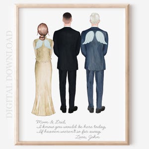 Memorial Wedding Portrait: Parents of Groom, Custom Illustration (Digital Download)