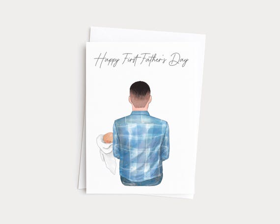 First Father's Day Personalized Portrait Card from New Baby
