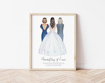 Generations of Love bruiloft portret, moeder en grootmoeder van bruid digitale download