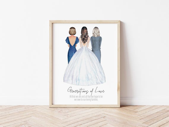 Generations of Love Wedding Portrait, Mother and Grandmother of Bride Digital Download