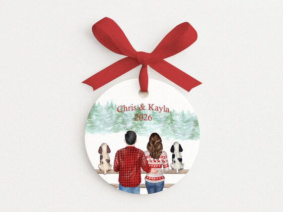 Our First Christmas Couples Ornament, Custom Pet Portrait Gift