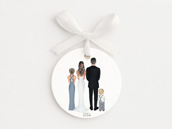 Wedding Keepsake Ornament for Bride and Her Family with Pets