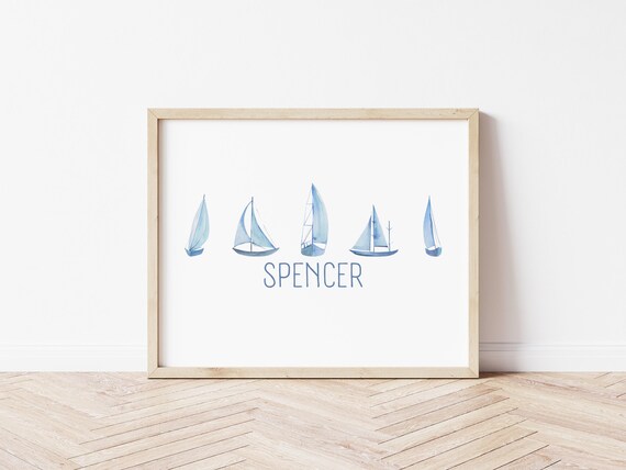 Sailboat Name Personalized Nursery & Nautical Decor Gift, Digital Download
