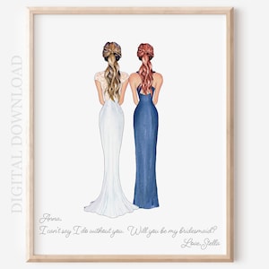 Bridesmaid Proposal Portrait: Sister & Friend Gift (Digital Download)