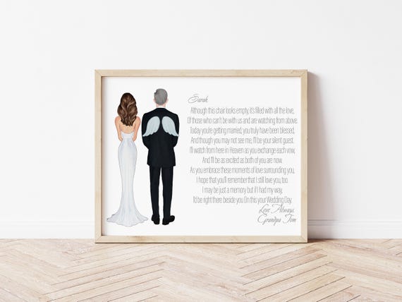 Grandfather of the Bride Wedding Memorial Personalized Illustration Gift (Digital Download)