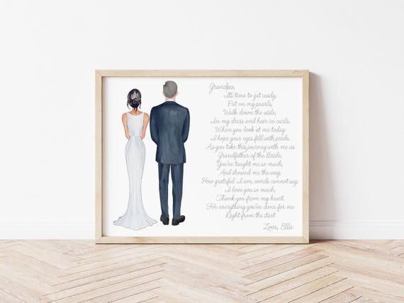 Grandfather of Bride Personalized Portrait, Wedding Gift (Digital Download)