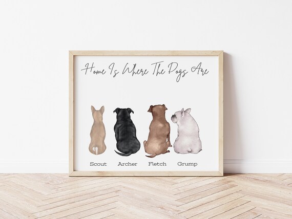 Home is Where The Dogs Are Personalized Pet Portrait Gift, Digital Download