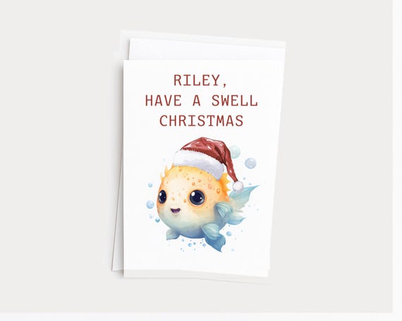 Have a Swell Christmas Pufferfish Greeting Card Gift