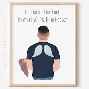Personalized Memorial Portrait: Uncle & Baby Illustration (Digital Download)
