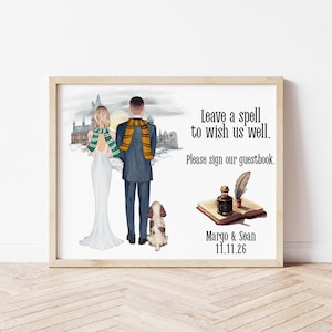 Wizard Wedding Sign Guest Book Alternative • Custom Couple & Pet Portrait (Digital Download)
