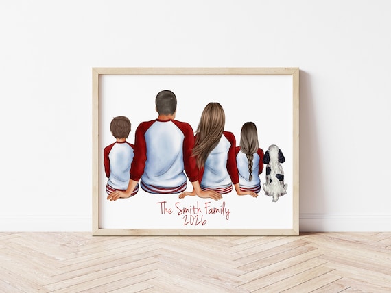 Personalized Family Christmas Portrait in Pajamas (Digital Download)