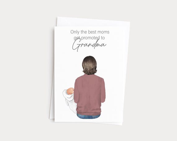 Promoted To Grandma Personalized Portrait Greeting Card