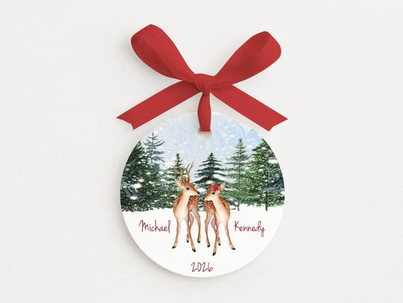 Our First Christmas Custom Reindeer Couples Ornament Gift