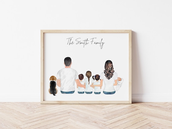 Personalized Family Portrait with Pets: Custom Digital Art Gift (Digital Download)