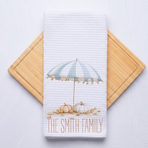 Boho Beach Umbrella Personalized Coastal Hand Towel for Kitchen and Bathroom