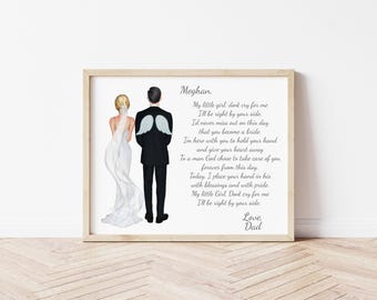 Father of the Bride Memorial Portrait, My Little Girl Digital Download Art