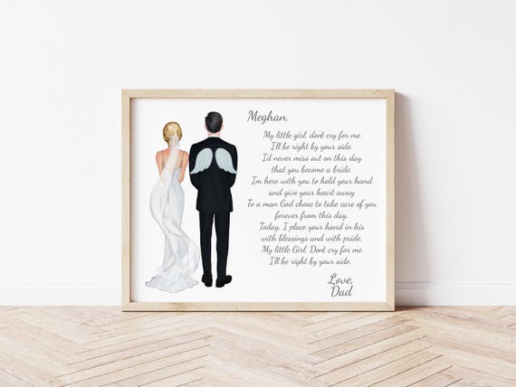 Father of the Bride Memorial Portrait, My Little Girl Digital Download Art