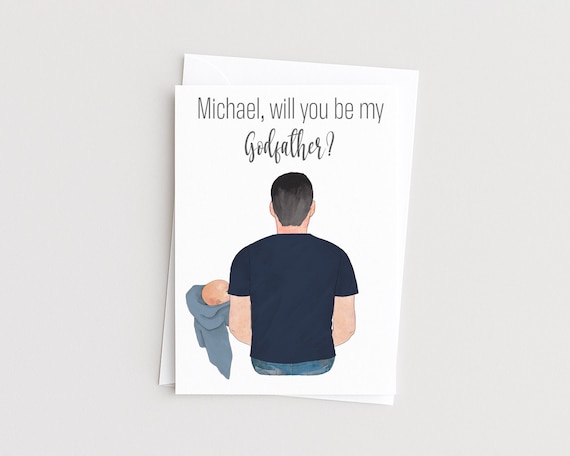Will You Be My Godfather Personalized Godparents Portrait Greeting Card