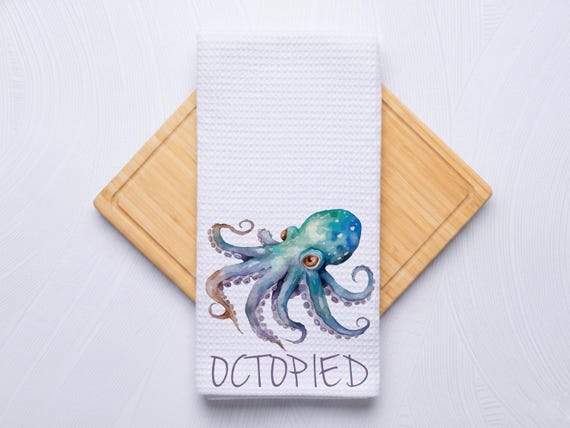 Octopied Octopus Bathroom Waffle Weave Hand Towel: Funny Nautical Decor