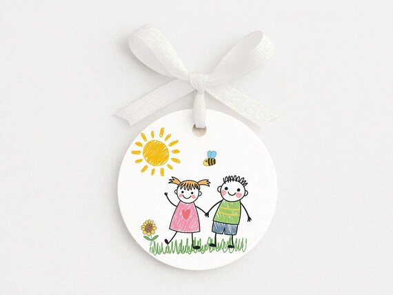 Custom Kid Art Ornament • Children's Artwork • Custom Photo • Family & Grandparents