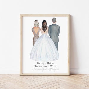 Parents of the Bride Personalized Bride Portrait Gift: Wedding Day Wall Art (Digital Download)