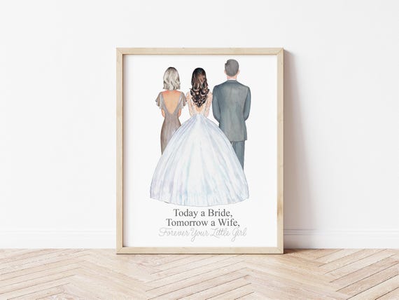 Parents of the Bride Personalized Bride Portrait Gift: Wedding Day Wall Art (Digital Download)