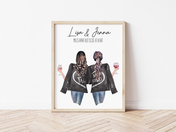 Personalized Best Friend Portrait, Leather Jacket, Moving Gift (Digital Download)