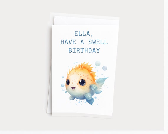 Have a Swell Birthday Pufferfish Greeting Card Gift
