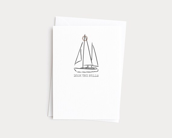 Deck the Hulls Christmas Sailboat Greeting Card Gift