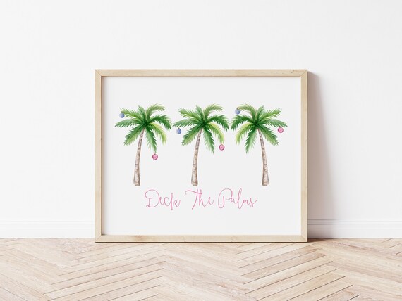 Deck the Palms Coastal Christmas Wall Art Digital Download