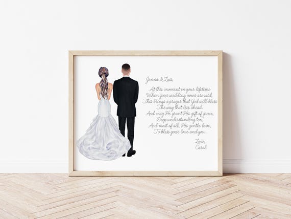 Bride and Groom Personalized Wedding Portrait with Pets: Custom Illustration (Digital Download)