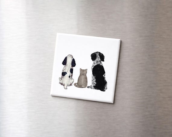 Custom Pet Portrait Magnet Gift with Greeting Card Option