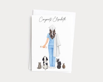 Veterinarian Graduation Card for Vet Medical Custom Portrait Illustration