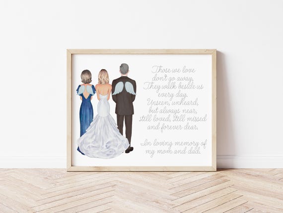 Parents of the Bride Memorial Wedding Portrait, Digital Download Family Art