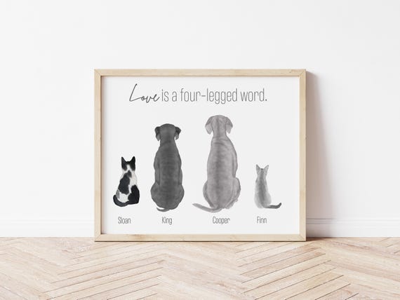 Four Legged Word Custom Pet Portrait Digital Download Art
