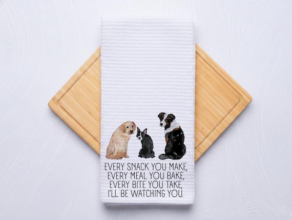 I'll Be Watching You Custom Pet Portrait Waffle Weave Kitchen Towel