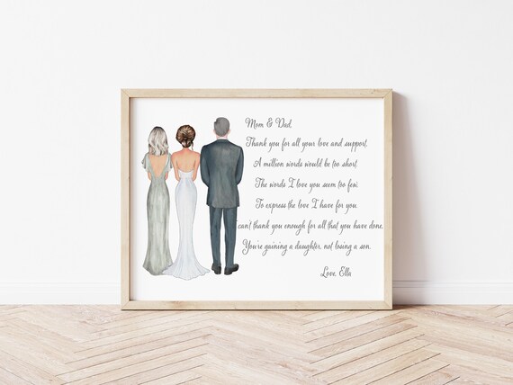 Parents of the Bride Wedding Day Portrait Gift, Digital Download