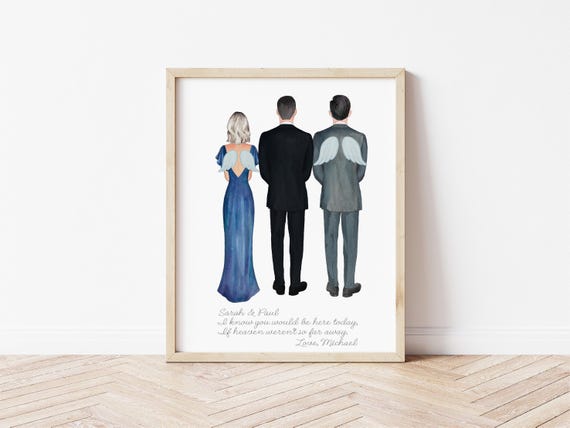 Siblings of the Groom Custom Personalized Wedding Portrait, Digital Download