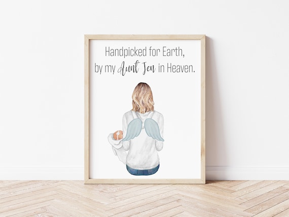 Handpicked for Earth By My Aunt In Heaven Memorial Portrait for Sister and Baby