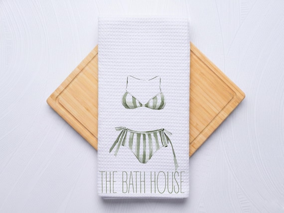 Custom Bathing Suit Towel for Kitchen and Bathrooms, Coastal Hostess Gift