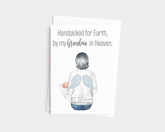 Handpicked for Earth By My Grandma in Heaven Greeting Card Portrait