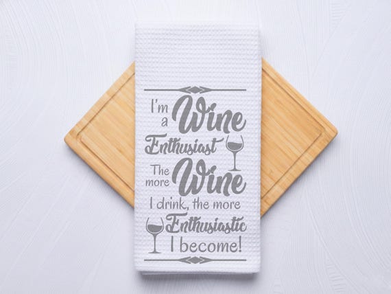 Wine Enthusiast Custom Wine Club Towel Gift, Unique Kitchen and Bar Decor